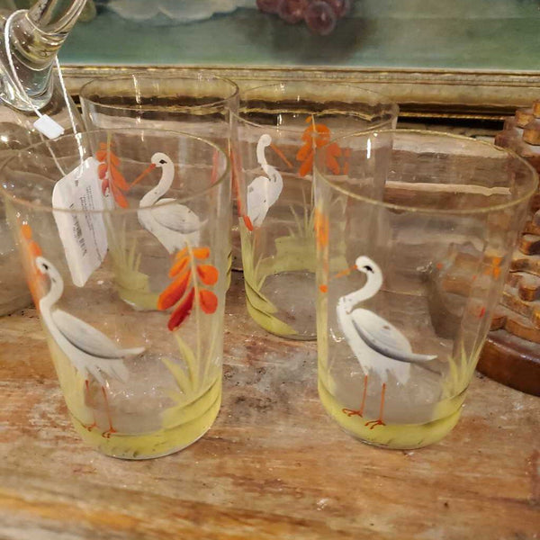 Victorian Bohemian glasses and pitcher stork