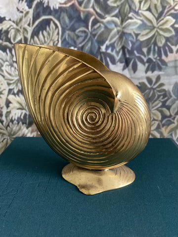 Antique Brass Nautilus Shell Planter 5.75"h x 6.24"w x 3”d