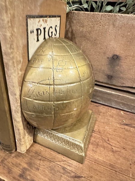 Pair of gold Globe bookends