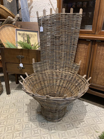Vintage Willow Woven Large Grape Gathering Basket-