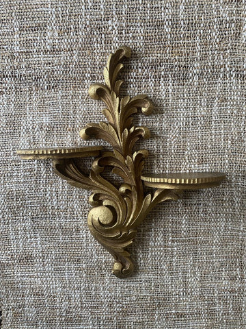 Vintage Rococo Style Gold Wood Wall Shelf