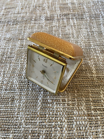 Vintage Rytime Travel Alarm Clock in Leather Case