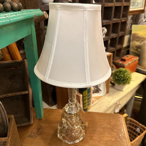 Vintage glass lamp with white shade