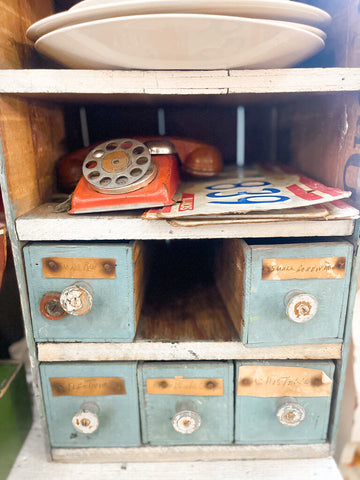 Jens Fresh Vintage ~ Vintage Handmade blue drawer cabinet