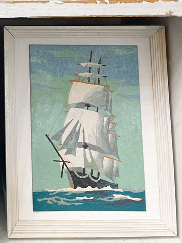 Jens Fresh Vintage ~ Vintage framed ship paint by number 11 by 9
