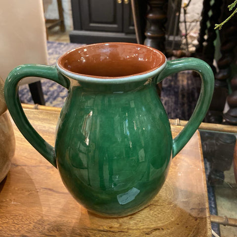 Green Pottery Vase 8"w x 7.5"h