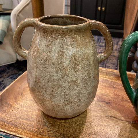 Caramel Glazed Pottery Vase 8"h x 7"