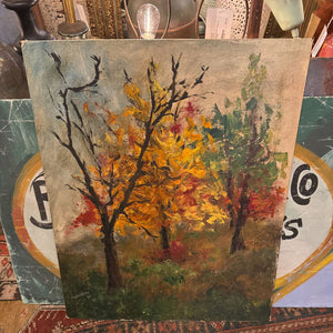 1967 autumn scene oil on board painting