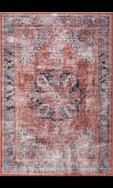 Abani Lola LOL110A Vintage Terracotta Machine Washable Rug 5'3" x 7'6"