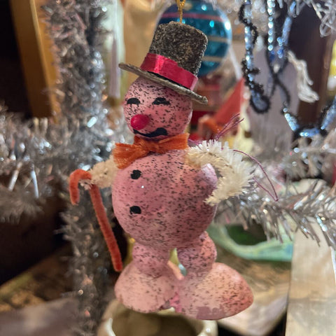 Rare pink mica Santa ornament