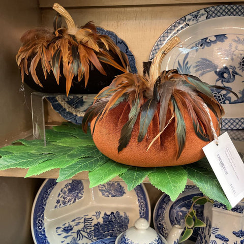 Velour Med Feather Pumkin