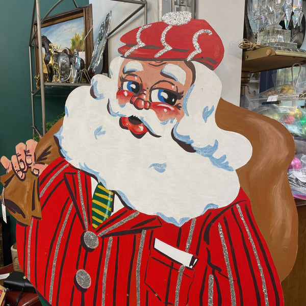 Large Wood Hand Panted Santa