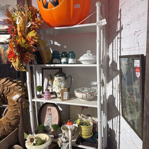 Antique Bamboo shelve 4 shelves painted white