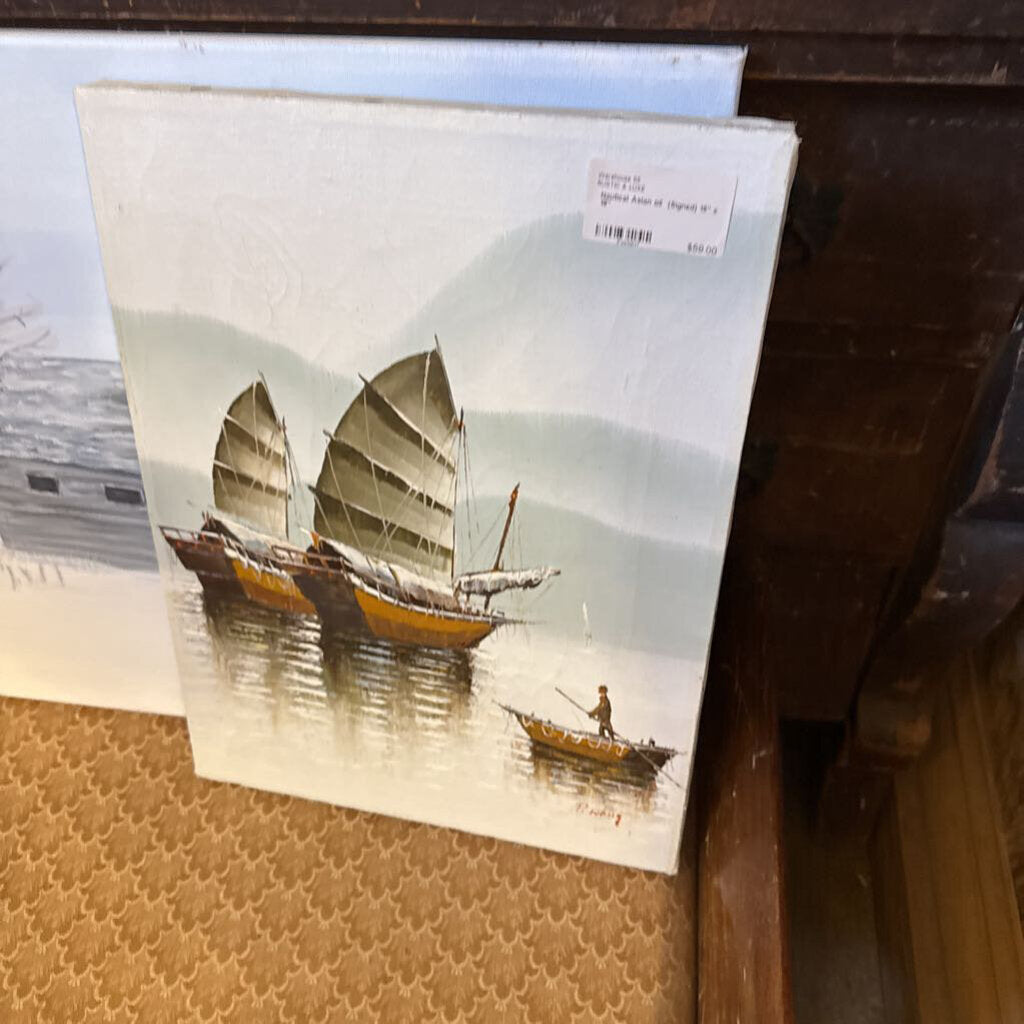 Nautical Asian oil (Signed) 15" x 19"