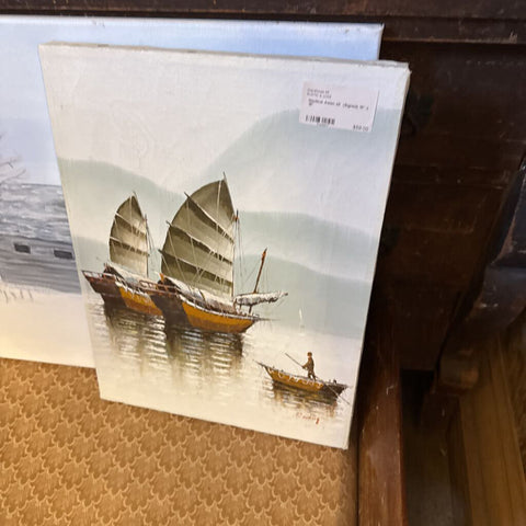 Nautical Asian oil (Signed) 15" x 19"