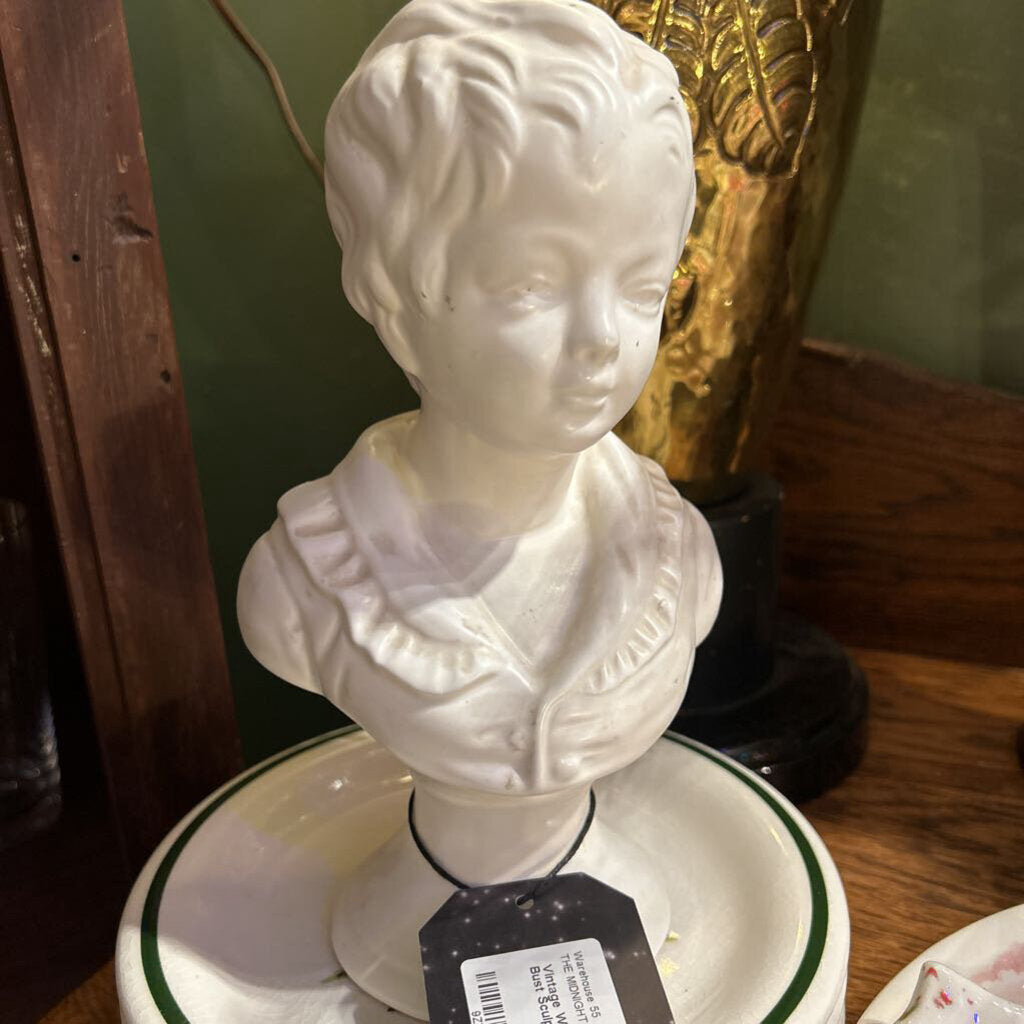 Vintage White Ceramic Child's Bust Sculpture