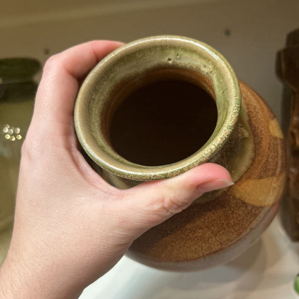 Handmade Ceramic Vase w/ Green Details