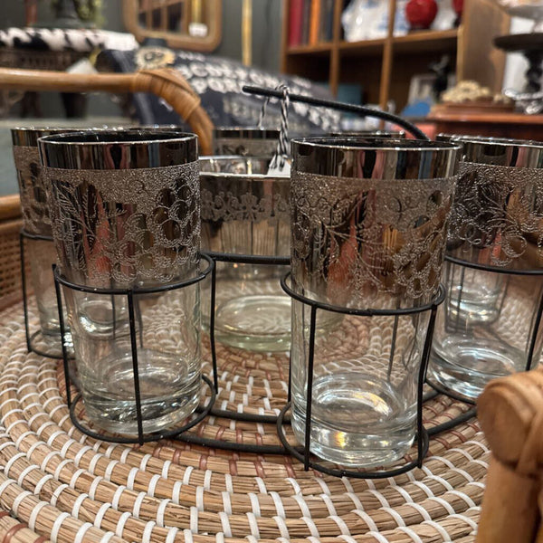 MCM SET OF 8 COCKTAIL GLASSES, ICE BUCKET, AND SERVER. IN STORE PICKUP ONLY