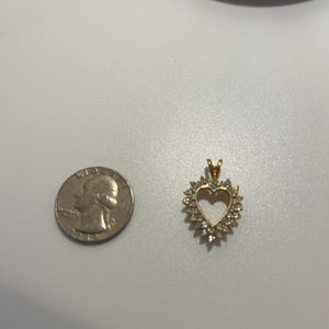 14K Gold and CZ heart pendant