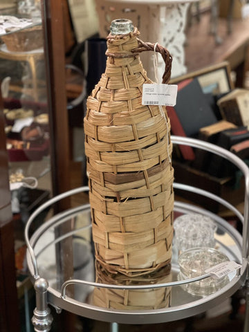 Vintage wicker covered bottle