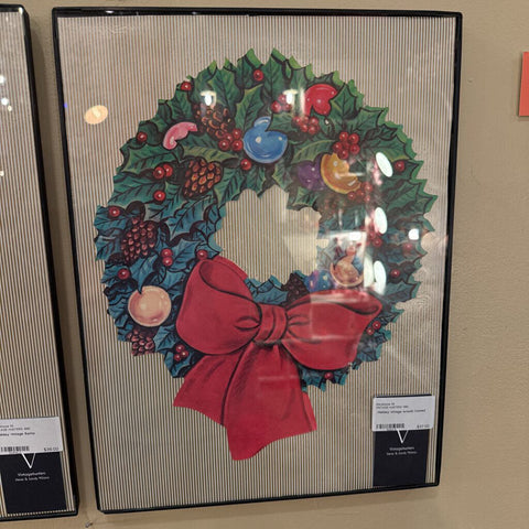 Holiday vintage wreath framed