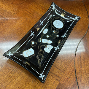 Moxie - MCM Black Glass Trinket Tray