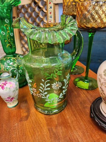 Green pitcher 10" tall