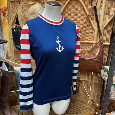 VINTAGE BOOTH BAY NAUTICAL TOP AS FOUND