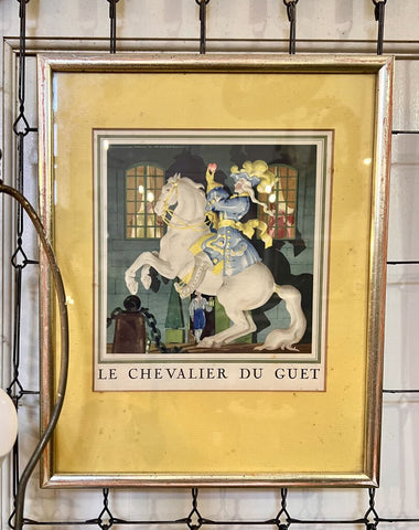 French Nursery Rhyme print- yellow horse, as found 11.5x14