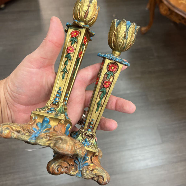 Antique 1850-1899 K & 0 Co Art Nouveau Candlestick Set 8" Tall Kronheim Oldenbusch Ornate