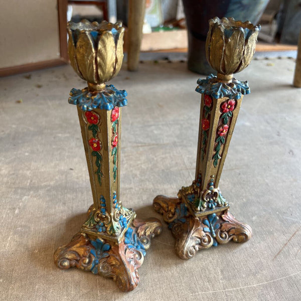 Antique 1850-1899 K & 0 Co Art Nouveau Candlestick Set 8" Tall Kronheim Oldenbusch Ornate