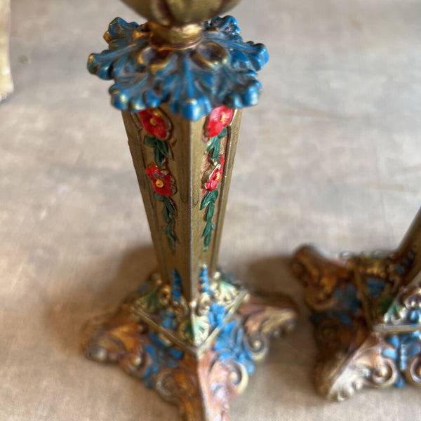 Antique 1850-1899 K & 0 Co Art Nouveau Candlestick Set 8" Tall Kronheim Oldenbusch Ornate