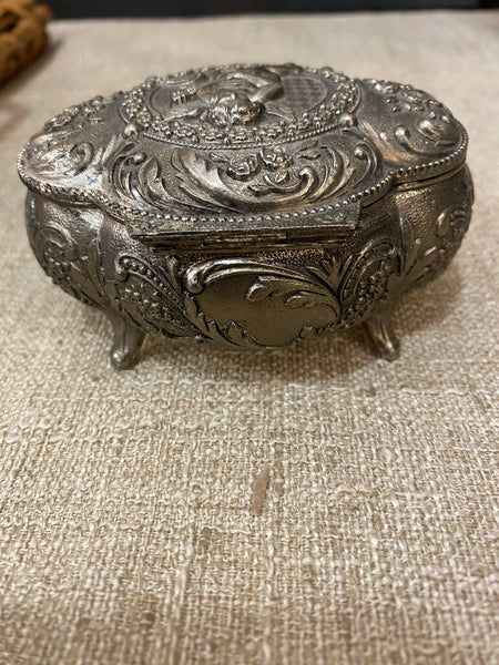 Vintage Silver Trinket Box 4" x 3"