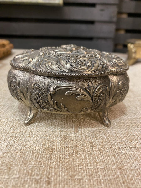 Vintage Silver Trinket Box 4" x 3"