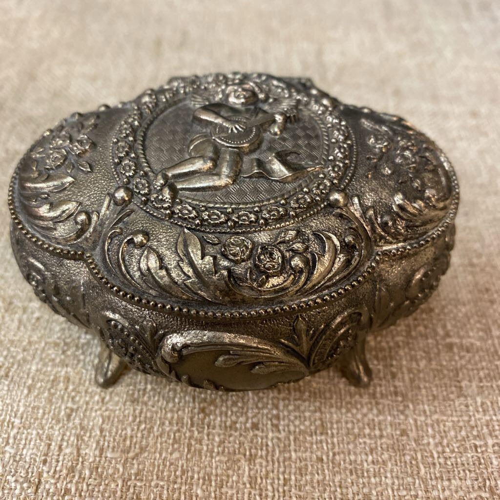 Vintage Silver Trinket Box 4" x 3"