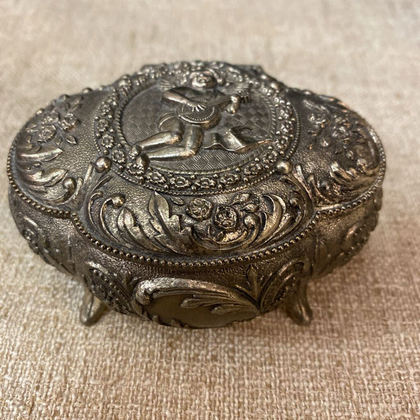 Vintage Silver Trinket Box 4" x 3"