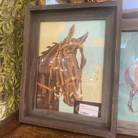 Framed PBN Brown Horse 11.5x14.5