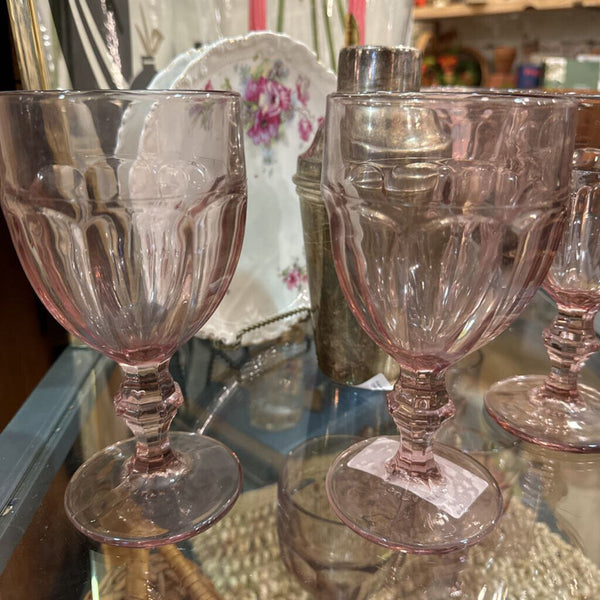 Libby glass dura tuff USA pink goblets (set of 4)