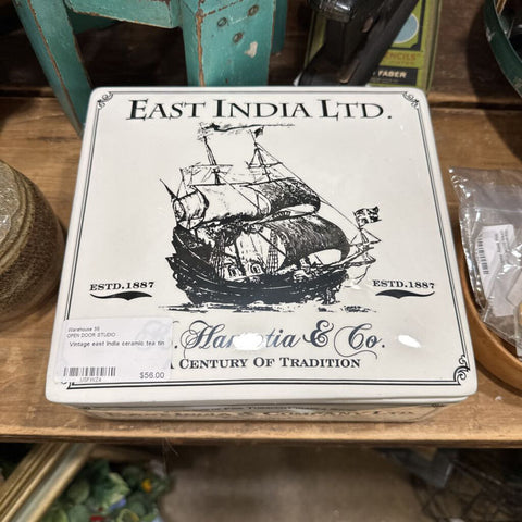 Vintage east India ceramic tea tin