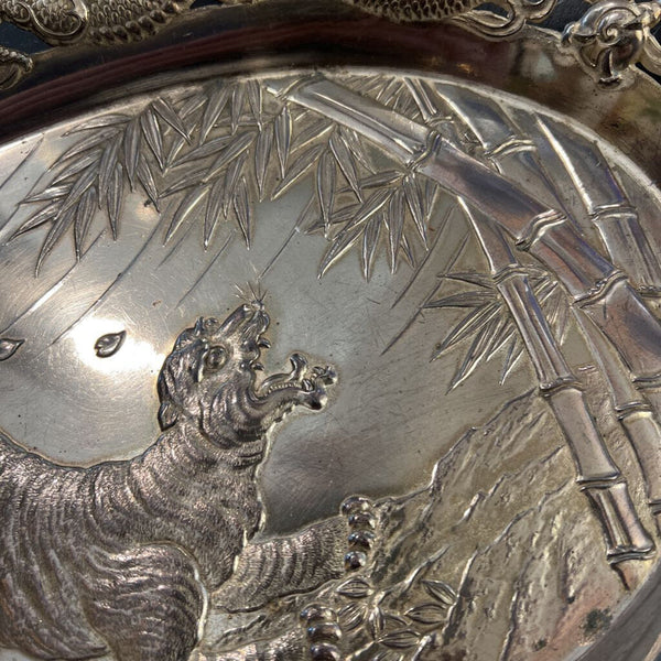 Silver plated Tiger tray. Occupied Japan 1945-1951