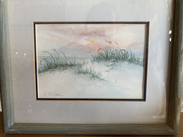 Vintage Seascape Watercolor- Signed C Taylor- 8.75" x 10.75"
