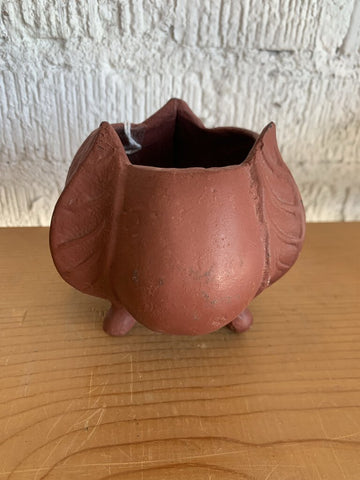 Vintage Cast Iron Flower Pot- 4.25" w x 4"t
