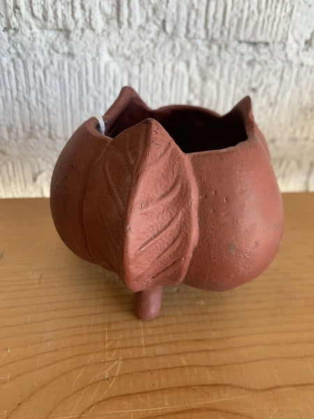 Vintage Cast Iron Flower Pot- 4.25" w x 4"t