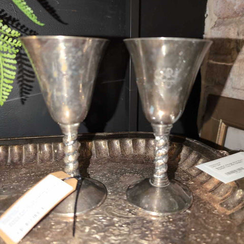 Pretty Pair of Vintage Silver Plated.Wine Goblets made in Spain