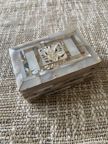 Vintage Mother of Pearl Abalone Trinket Box 3.75 x 2.5