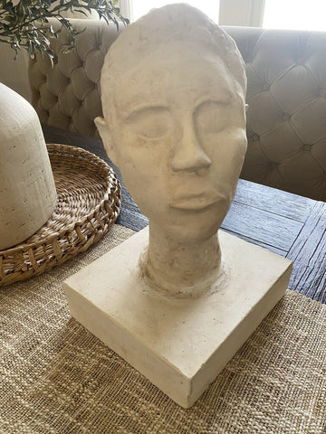 Vintage Plaster Head Sculpture 16H