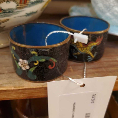 two napkin holders cloisonne