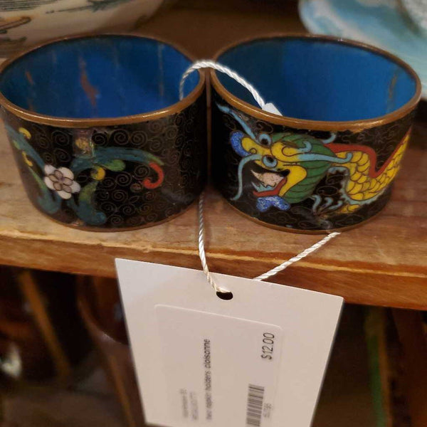 two napkin holders cloisonne