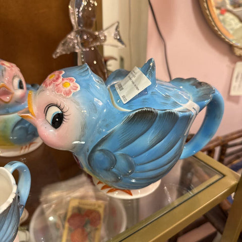 Lefton Bluebird teapot, rare, chips