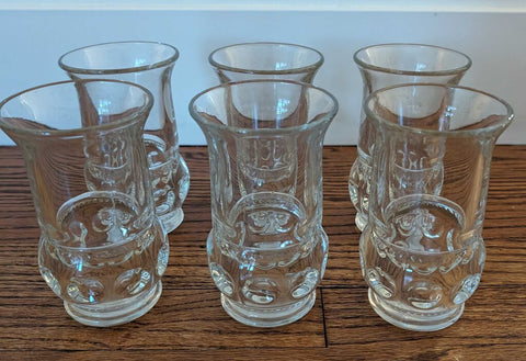 Vintage Indiana Glass Thumbprint Drinking Glasses 6/Set